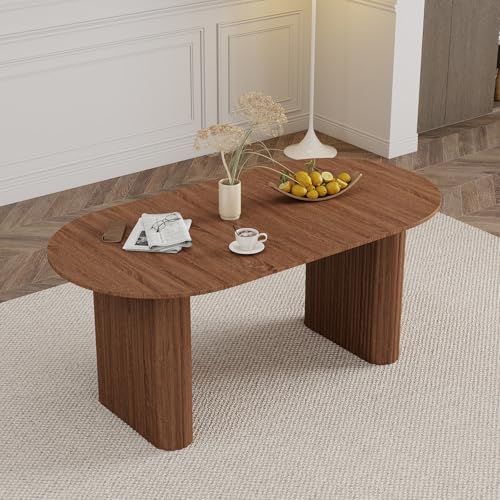 Uderkiny Table de Salle à Manger Ovale Scandinave Moderne, Bureau en MDF 180×90×76CM, Table de Cuisine en Bois, pour 4 à 8 Personnes (Grain de Bois Foncé)