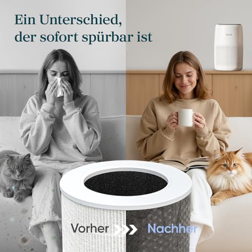 6. Bild von Levoit Luftreiniger Allergiker mit Aromatherapie, HEPA Luftfilter gegen Schimmel, Staub und Tierhaare bis zu 0,3 µm für Schlafzimmer, 7 Watt Energiesparend, 3 Geschwindigkeiten, Weiß