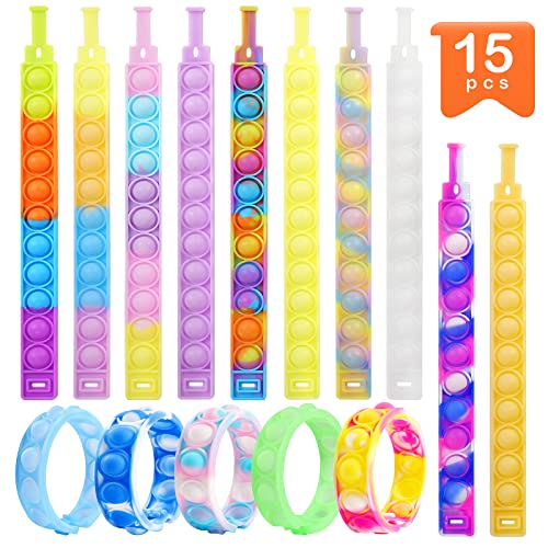 EPCHOO 15er Pack Armband Kinder - Fidget Toys Set Bubble Fidget Armband Kinder, Simple Fidget Toy Armband Mitgebsel, Sensorisches Spielzeug Cover