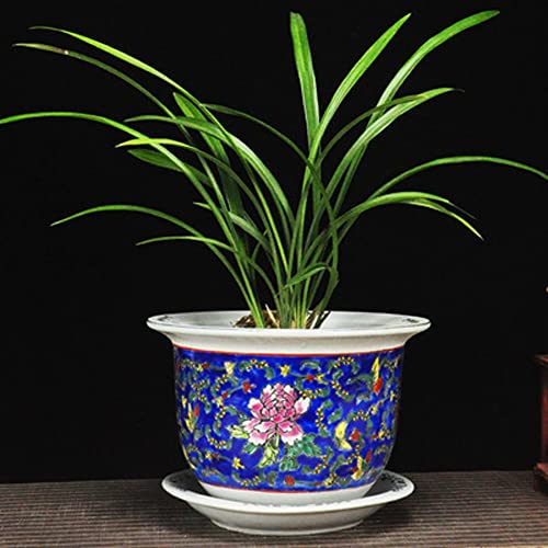 景徳鎮 手描き パステルカラー セラミック 植木鉢 バルコニー 装飾 ツリーポット 大型 屋内 屋外 ガーデン 高温磁器 植木鉢 ブルー 29cm