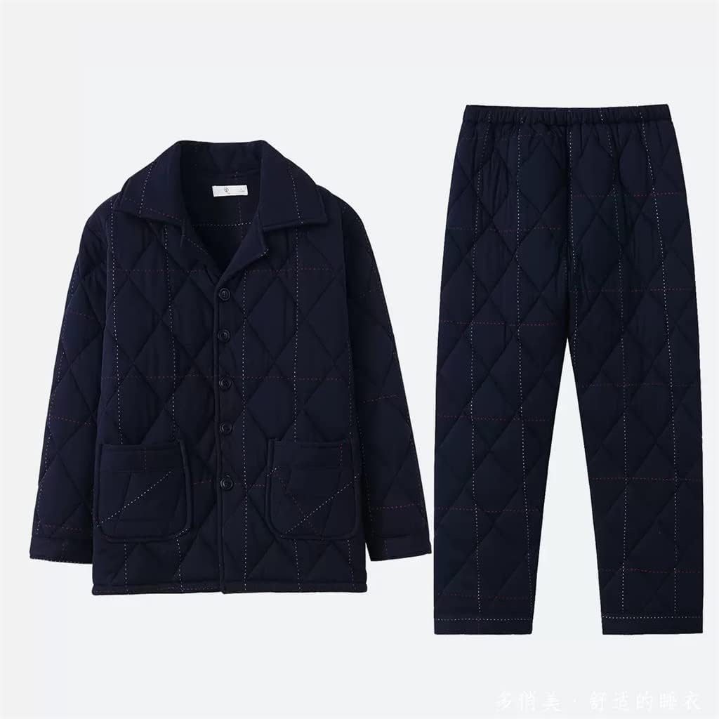 Winter Men's Pajamas Three-layer Thickened Quilted Long-sleeved Cotton Autumn And Winter Home Service Cotton Suit