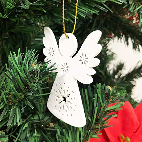 Beurio Wooden Angel Christmas Tree Decorations, 10 Pcs #TOP2