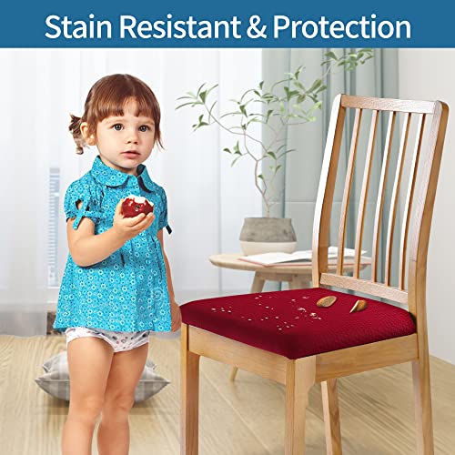 Smiry Seat Covers For Dining Room Chairs Stretch Jacquard Dining Room Chair Seat Covers Set Of 2, Wine Red #TOP3