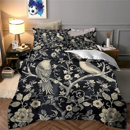 Parure de lit oiseaux 220x240 en microfibre hypoallergénique premium