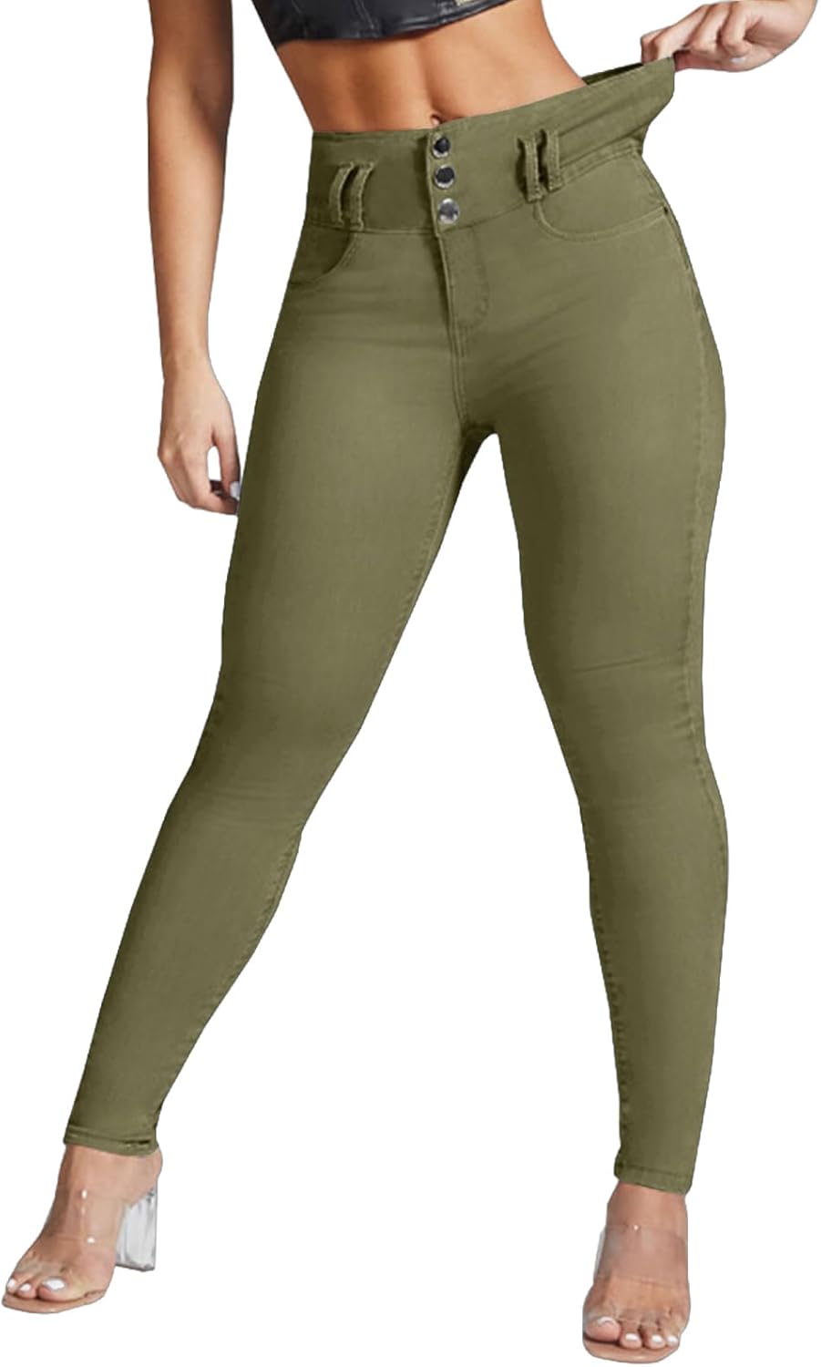 YUZIBAO Women's High Waist Skinny Stretch Jeans Shaping Butt Lifting Denim Pants