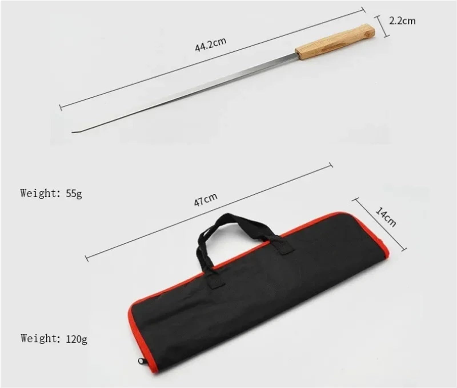 Grillspieß Mit Holzgriff 6/8 Stück Kabab-Spieße, 43,2 cm, Edelstahl, Grillspieß, Grillspieße, flacher Stab mit Holzgriff(8 pcs)