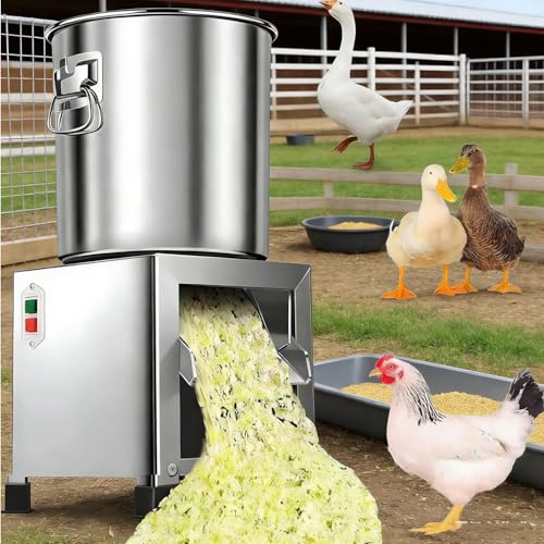 Cortador de verduras comercial, con cuchillas, cortador de verduras de acero inoxidable resistente, salida, para preparación de alimentos para aves de corral y animales