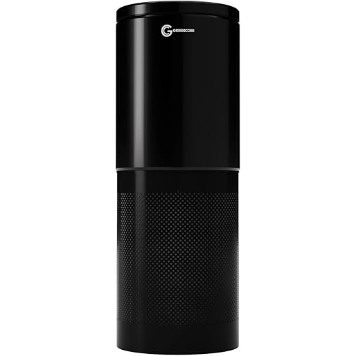 GREENCORE Portable Car Air Purifier with HEPA Filter, Maintain AQI Level, High Efficiency Compound Filter, Smart Purification, Air Quality Indicator, Black