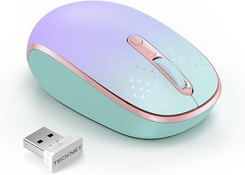 Tecknet Mouse inalámbrico, mouse silencioso de 2.4 GHz con receptor USB, 4 botones, portátil, inalámbrico, para Chromebook, laptop, computadora,