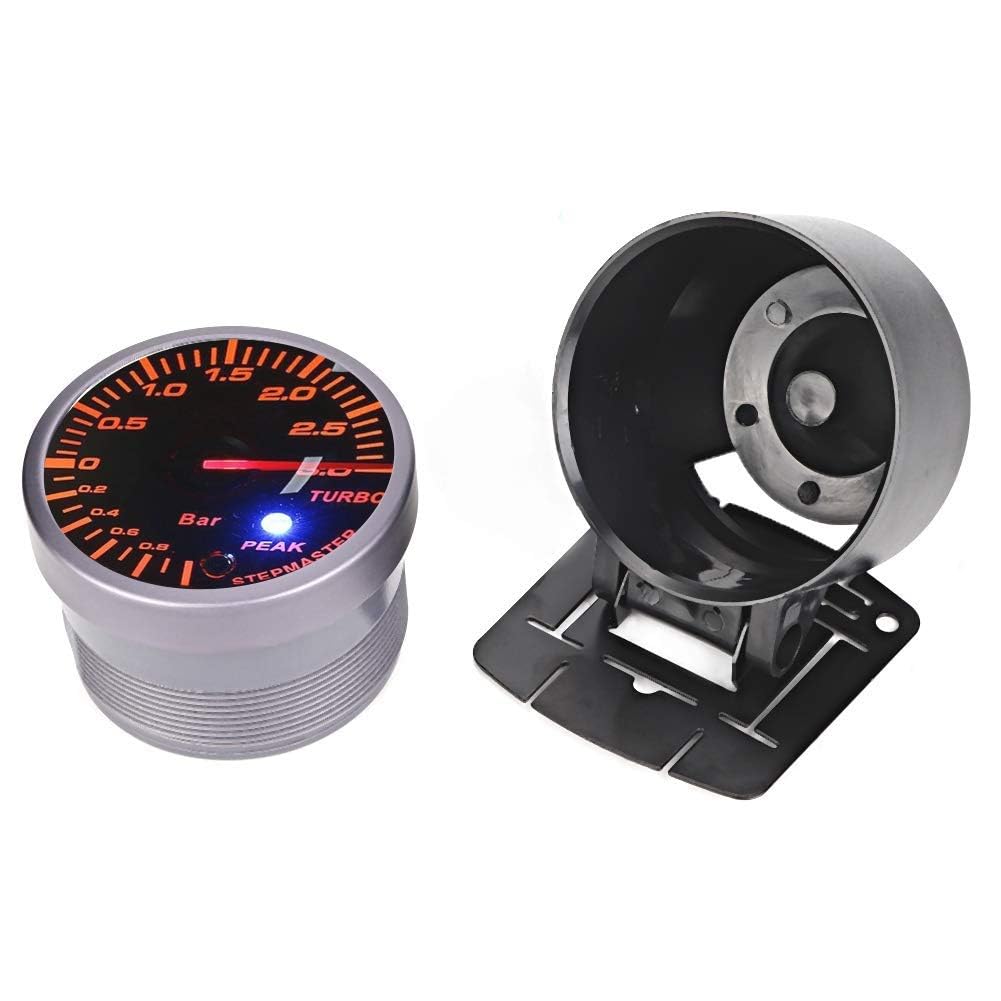 Aramox Manomètre Turbo Boost, 60mm 3.0 Bar LED, 12V DC, Universel pour Véhicules Modifiés, Blanc et Rouge, ABS et Aluminium