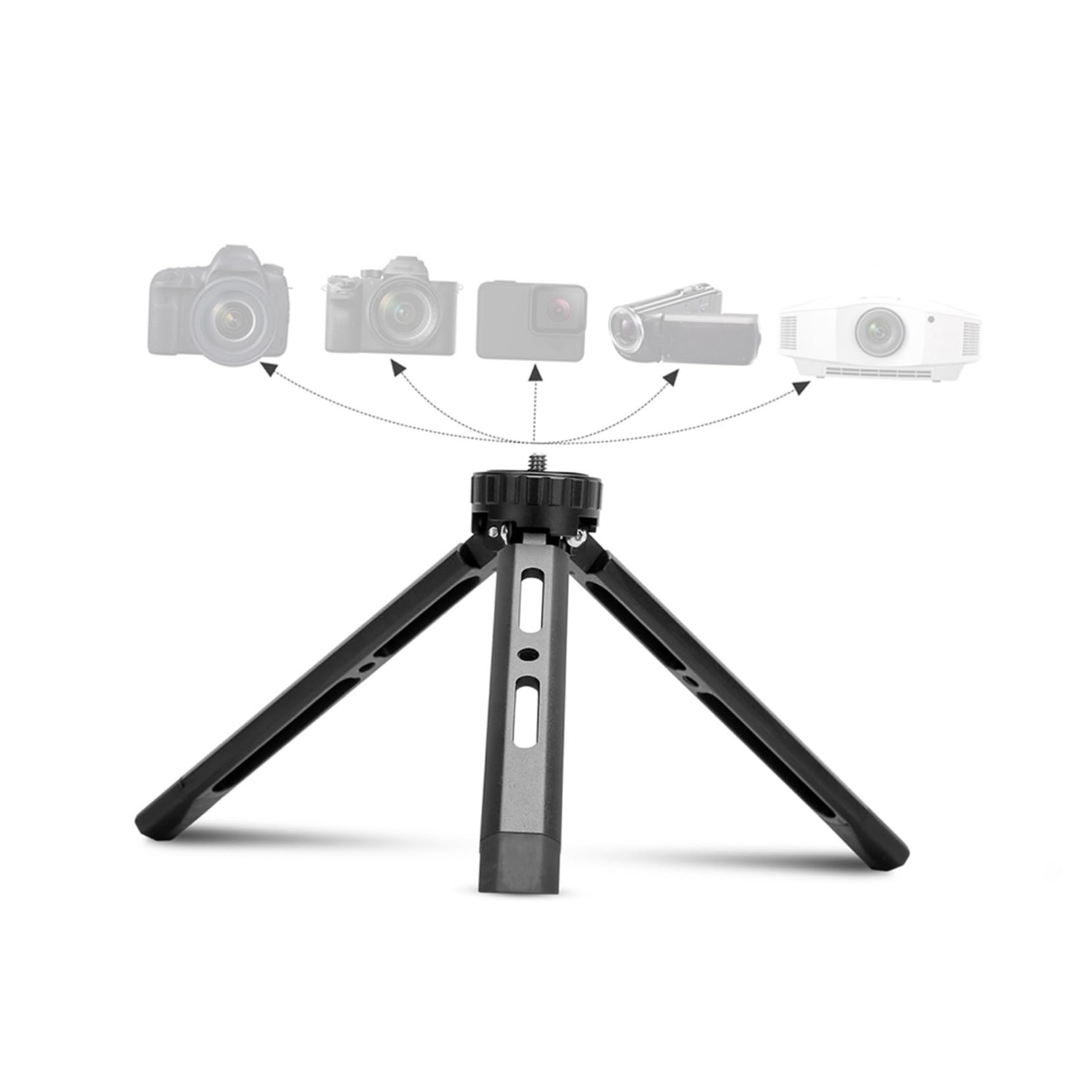 Treppiede Da Tavolo in Lega Di Alluminio Pieghevole Regolabile Con Vite Di Montaggio Per Fotocamere Dslr Mirrorless e Telefoni