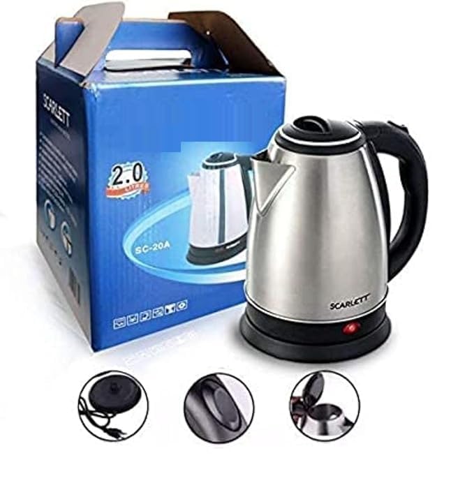 VINAYAK ENTERPRISES Stainless Steel Electric Scarlett Kettle Multipurpose Tea Coffee Maker Heater Water Boiler Tea Pot with Heat Resistance Handle 2 Liter