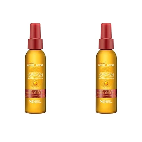 Creme of Nature Aceite de argán antihumedad brillo y bruma brillante, aceite de argán de Marruecos, proporciona protección contra el calor, 4 onzas