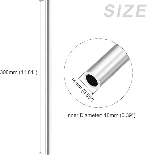 Miniatura 51 de METALLIXITY Tubo de aluminio 6063 (0.394 in de diámetro x 0.276 in de diámetro interior x 11.811 in de largo), 2 piezas, tubo redondo de aluminio