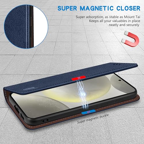 Image of ZZXX for Galaxy S23 FE Wallet Case Strong Magnetic 6.4 inch,Blue