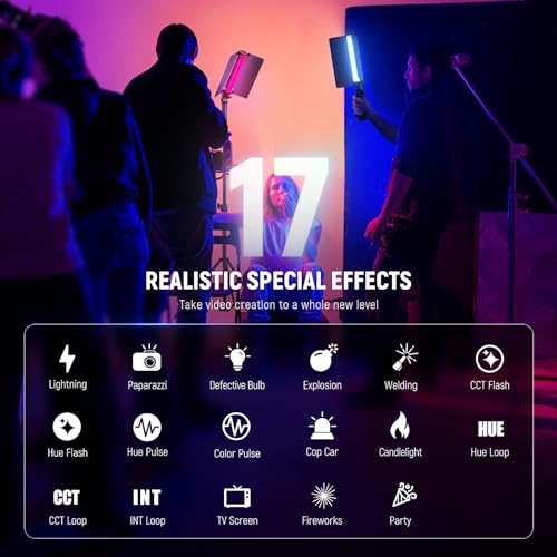 Image of NEEWER RGB1 LED Tube Light Stick with Metal Barndoor, Handle, Touch Bar /APP Control, Magnetic Handheld RGB Video Light, 3200K-5600K CRI98+ Dimmable Photography Lighting with 6400mAh Battery, 17 Scenes