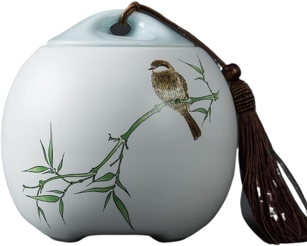 EFARMA Ceramic Tea Jar,Sealed Jar Storage Jar Coffee Bean Jar 12. 4cm Ceramic Tea Caddy Storage Tank Travel Tea Sealed Jar