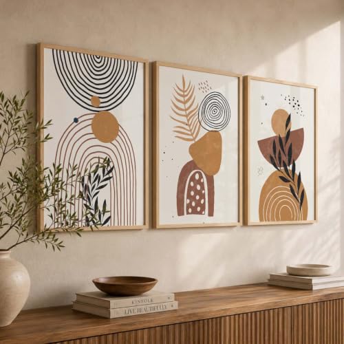 Image of kotart Wood Painting For Wall Decoration - Modern Art Wall Decor Framed Painting For Living Room Bedroom-Framed Wall Posters /Paintings With Frame Set of 3 (Art 1, 13x17 inch)
