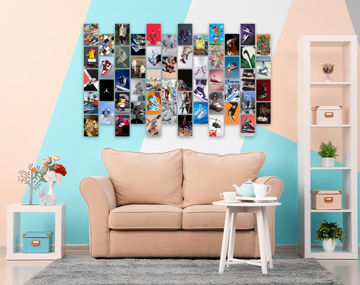 Image of Pack of 54 Sneakerhead Aesthetic Wall Collage Kit Posters - 4 x 6 Inches Posters for Wall Decoration - Wall Art For Bedroom, Office, Living room, Dorm room - 1 Tissue Tape