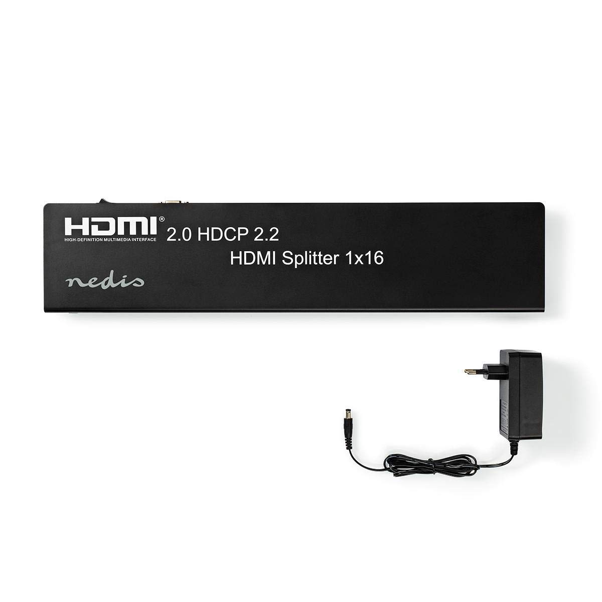 Nedis Divisor HDMI, 16 Puertos Ultra HD, 4K2K a 60Hz, 3D, soporta HDCP 2.2, amplifica la señal de Video Digital, Conecta 1 Dispositivo a 16 Pantallas Ultra HD
