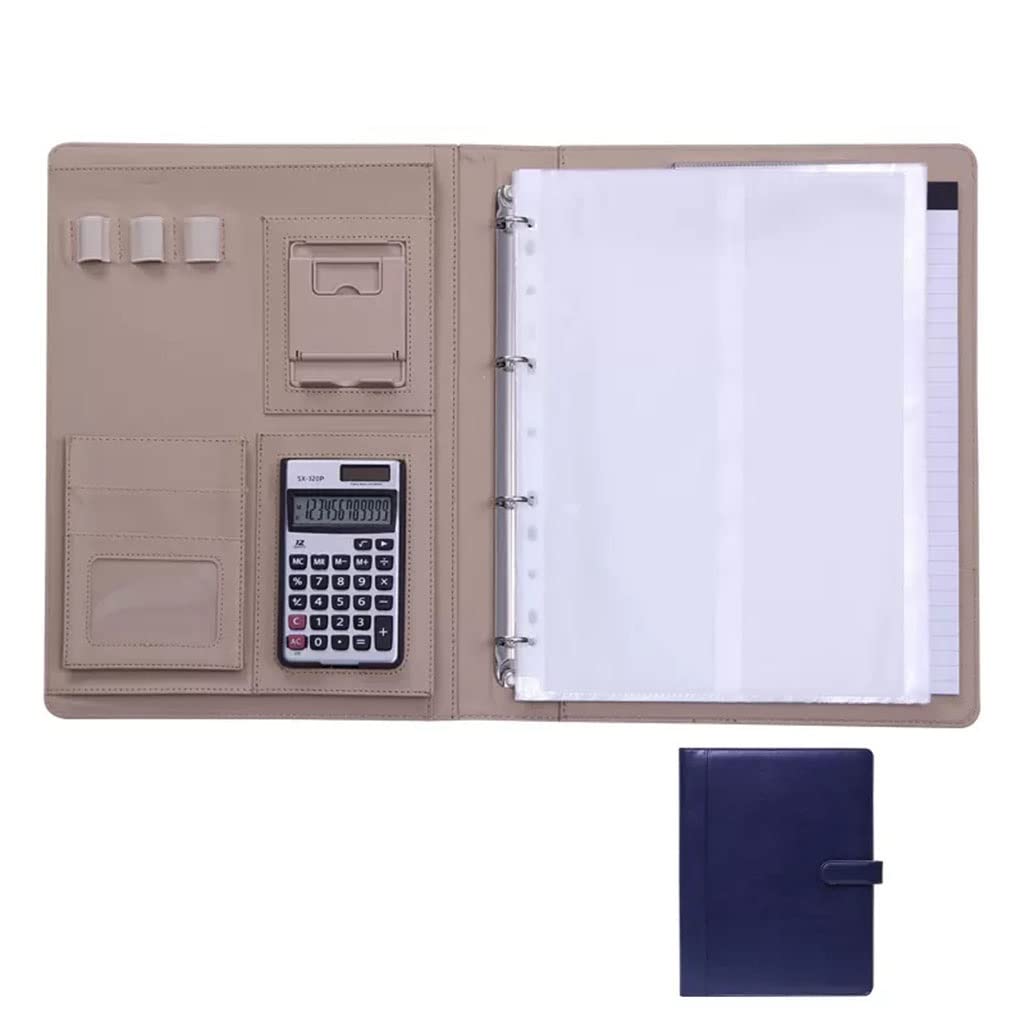 Cartella per Documenti in Pelle A4, Portafogli Padfolio Binder Conferenza Riunione Esecutivo File Legale Document Organizer A4 Blocco Note Padfolio per Uomo Donna