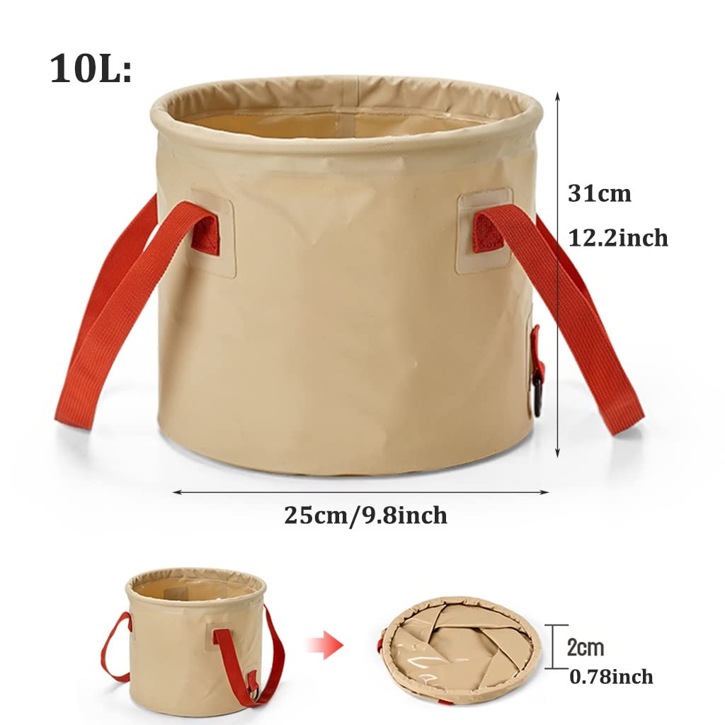 DUNAKE Cubo Plegable Playa con Asa, Cubo Plegable para Camping, Cubo De Pesca Plegable, Cubo De Agua Plegable Multiuso para Senderismo, Al Aire Libre, Lavado De Coches (Size : 10L+10L)