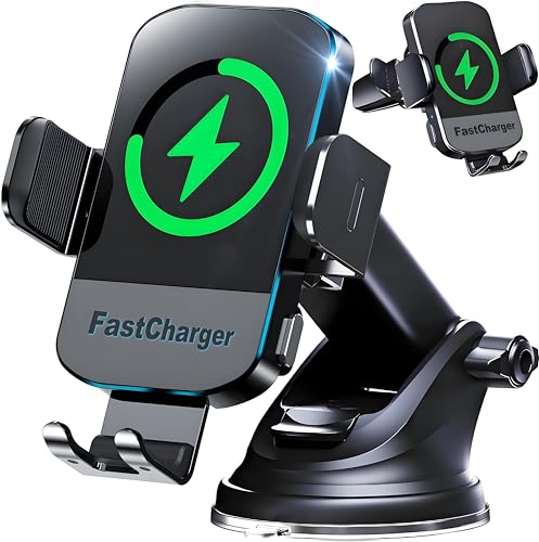 Wireless Car Charger, 2025 Upgrade 15W Fast Charging Auto Clamping Car Phone Holder Charger, Phone Holders for car, CHGeek,fit for iPhone 17 16 15 14 13 Mini Pro Max XR, Samsung Galaxy S25 Ultra