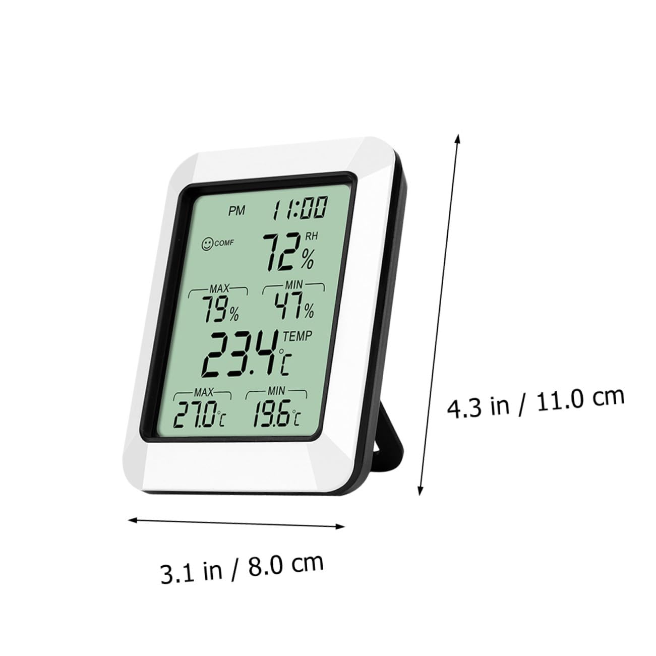 GANAZONO Termometro Igrometro Digitale da Interno Sensibile per Casa e Ufficio Monitor Temperatura e Umidità Preciso Design da Tavolo Parete Basso Consumo Energetico Senza Batteria Inclusa