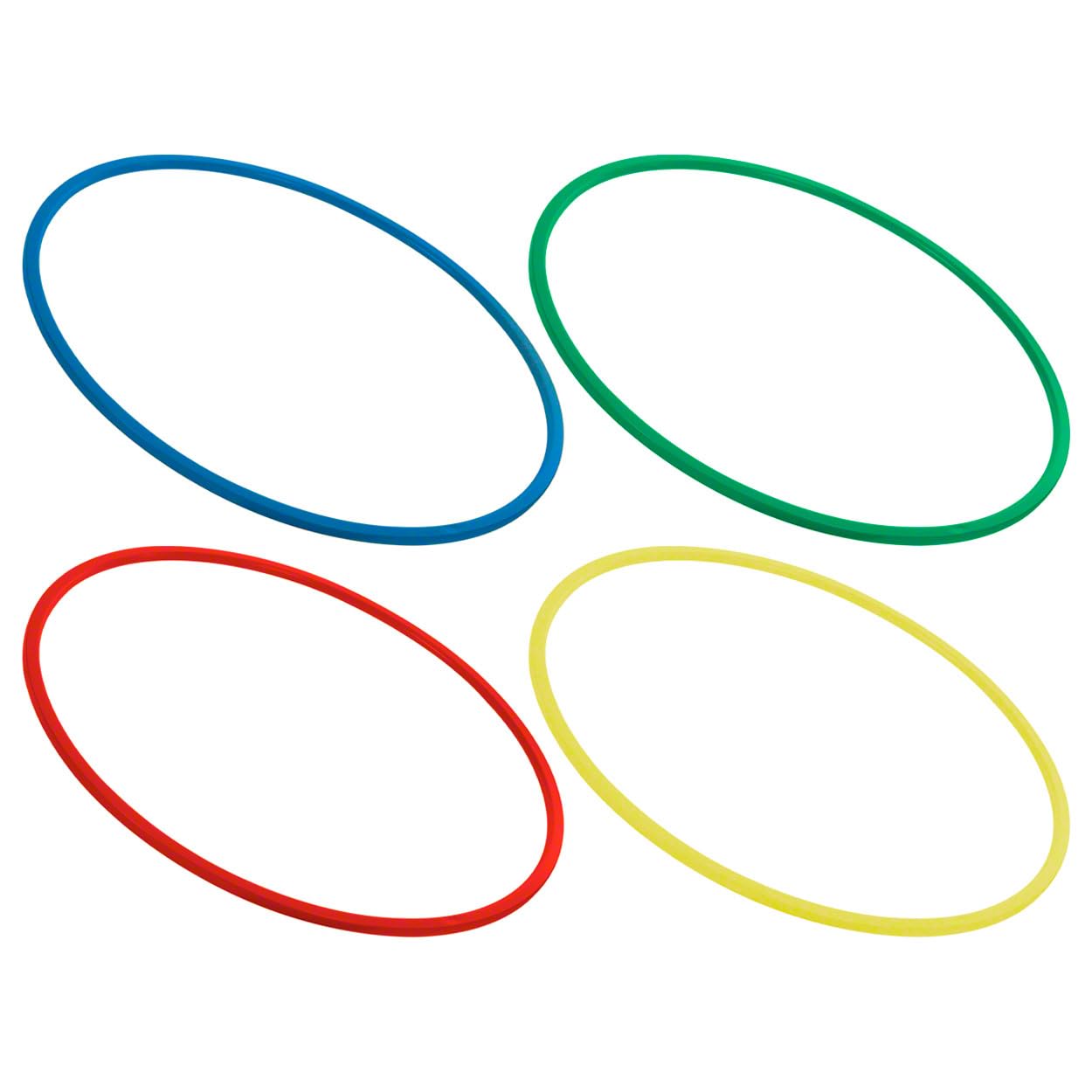 Gymnastikreifen aus Kunststoff, Set: je 1x blau, grün, rot, gelb