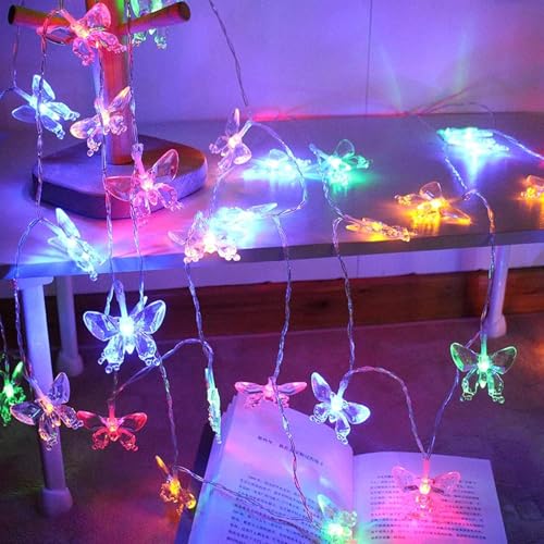 Image of AERYS Solar String Lights Outdoor 21 Ft 30 LED Solar Butterfly Lights with 8 Lighting Modes LED Butterfly Fairy Light for Garden Yard Lawn Patio Party Decor (Multicolor)