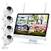 YESKAMO Wireless Security Camera System Outdoor [ Floodlight & 16" Monitor] 1080p Spotlight WiFi IP Cameras with 16" Full HD IPS Monitor for Home Surveillance Kit Support 2 Way Audio
