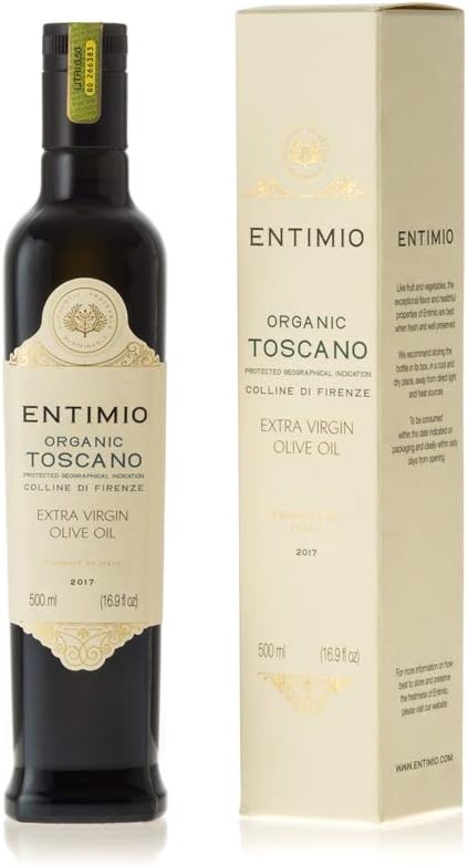 Entimio Cortese | Delicate Organic Olive Oil Extra Virgin | 2017 Harvest Italian Olive Oil from Italy, Tuscany | First Cold Pressed, Rich in Antioxidants | 16.9 fl oz