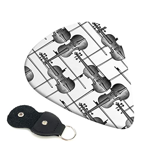 ギターピック 6枚セット 0.46mm 0.71mm 0.96mm エレキギター ベース用ピック ウクレレ ギター ABS素材 エレクトリック アコースティック 弦楽器 初心者 トライアングル ピック( バイオリンのエングレービング )