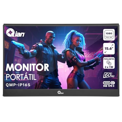 Qian Monitor portatile IPS Full HD da 15,6" a 60 Hz 1920 × 1080 con supporto, doppio altoparlante, secondo schermo ultra sottile per computer portatile/PC/Mac/PS3/4/5/Xbox