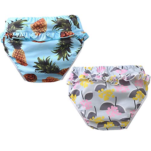 2 PC Baby Reusable Swim Diaper Leakproof Swimming Shorts Suitable for 15-36lbs Girls Shower Gifts & Swimming Lessons (Set 6, 2XL/22-28lb/1-2 Years)