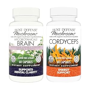 Host Defense Bundle with MycoBotanicals Brain* Capsules, 60 Count & Cordyceps Capsules, 60 Count – Support Memory & Focus – Support Immune Health & Energy*