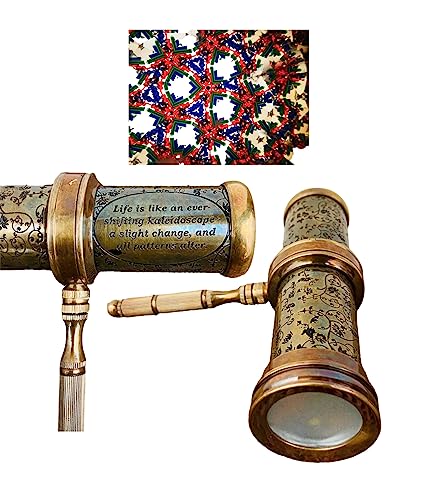 VARTH ntique Hand Carved Brass Twist Kaleidoscope with Brass Handle Vintage Look Handmade Kaleidoscope for All Age of Group