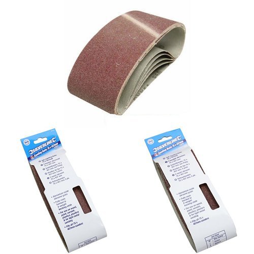 Silverline Assorted Sanding Belt Packs 75 x 457mm: 5 x 120 Grit, 5 x 80 Grit, 5 x 40 Grit