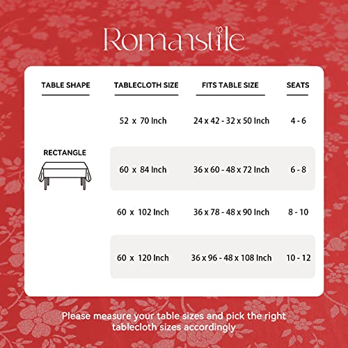 Image of Romanstile Waterproof Vinyl Tablecloth Rectangle, 60 x 84 Inch, Rose Red
