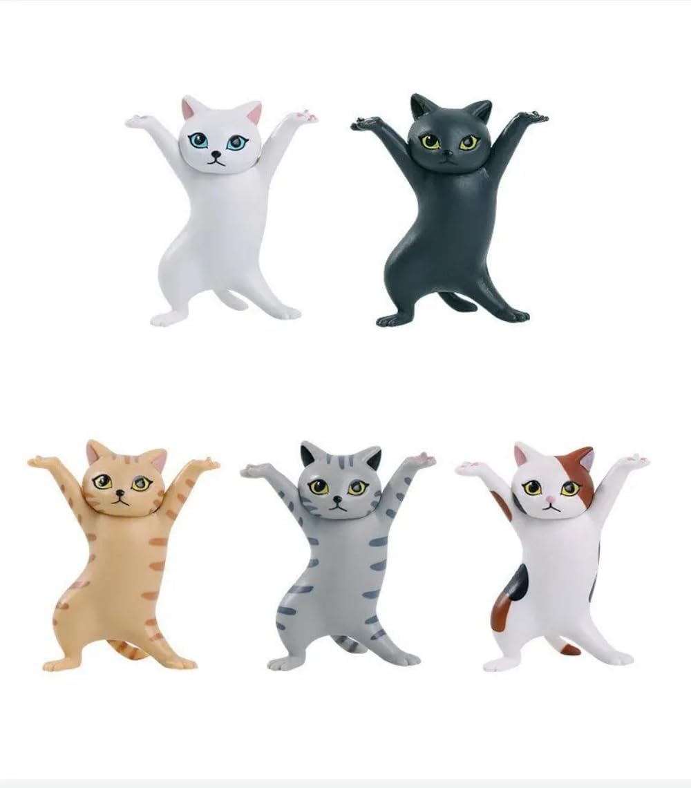 5 Models Dancing Cat Figure,Decoration Animation Cat Model Fashion