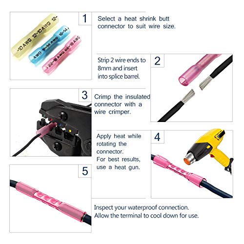 300Pcs Heat Shrink Connectors - Sopoby Electrical Wire Connectors Crimp Connectors - Insulated Automotive Marine Wire Terminal Kit - Butt Connectors Spade Connectors Bullet Connectors #TOP3