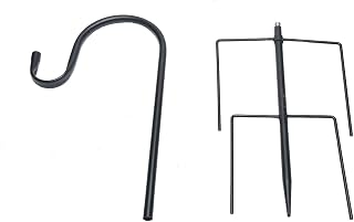 QOTSTEOS Shepherd Hook Stand, Flowerpot Courtyard Stake Outdoor Garden With 4 Prong Base, Adjustable Garden Hanging Holder for Bird Feeders Lanterns Planting Hanger Weddings Decor(size:A)