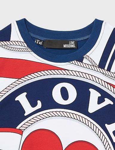 Love Moschino Camiseta sin Mangas de Ajuste cómodo, Blanco y Azul, 44 para Mujer