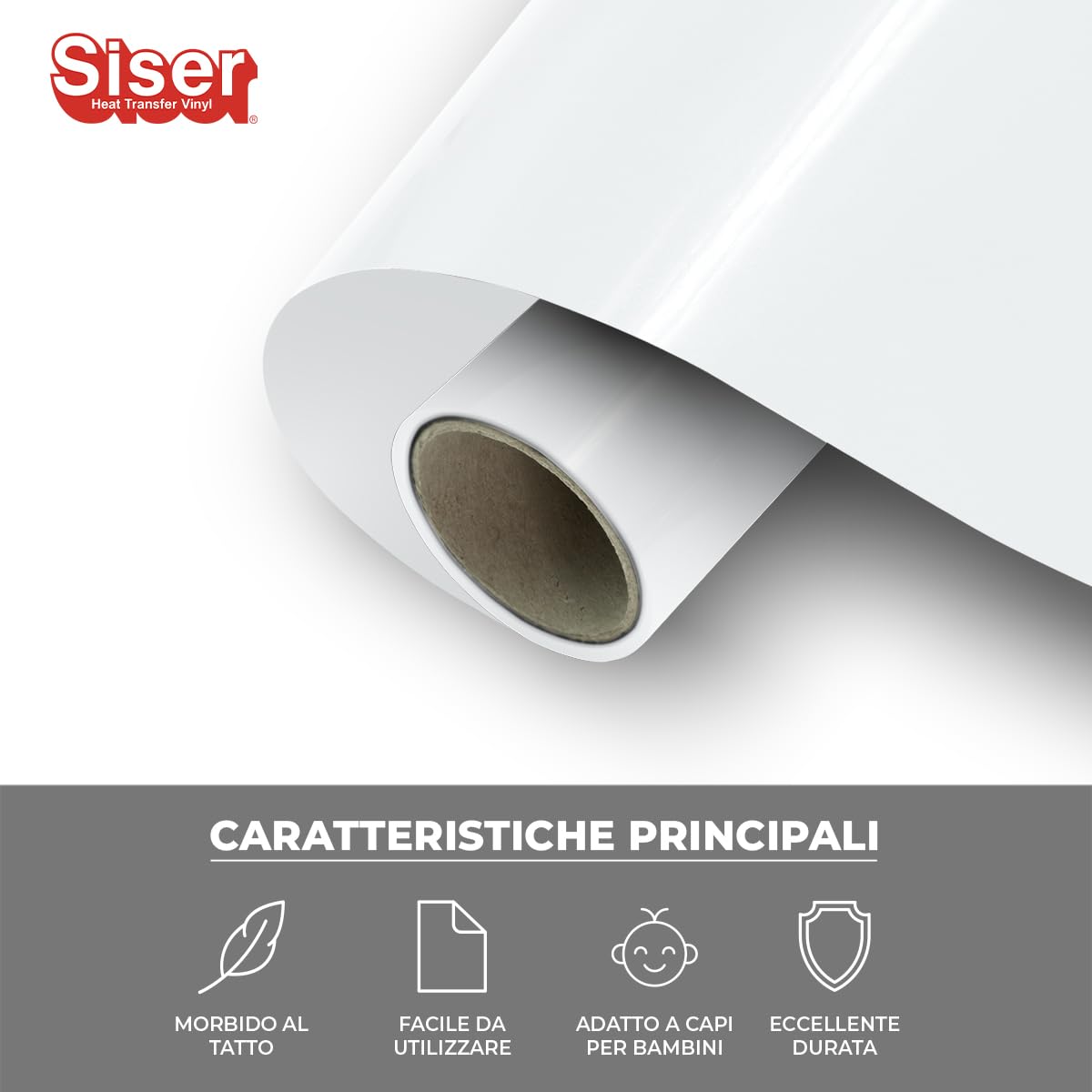 Siser® EasyWeed® Bianco opaco, 30cm x 1mt, vinile termotrasferibile termoadesivo per personalizzare i tessuti, hobby creativi, certificato VeganOk e Oeko-Tex standard 100 classe I.