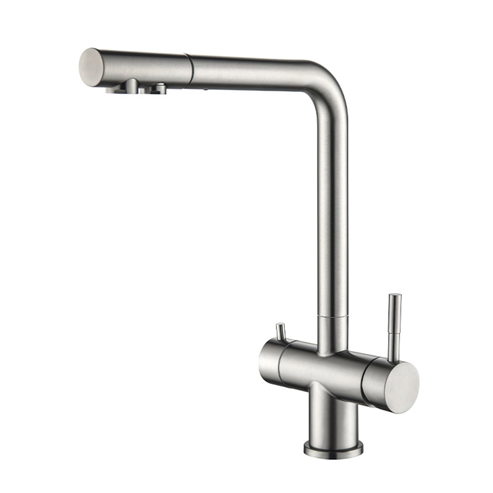 Grifo de Cocina Osmosis 3 Vias Extraible Acero Inoxidable 2 Asas Grifo Cocina 3 Vias Extraible-Cepillado