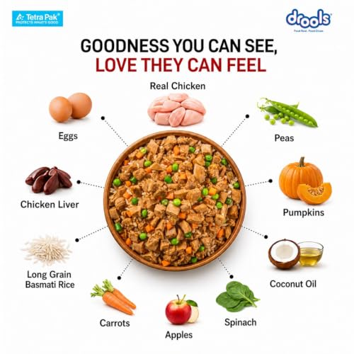 Image of Drools Tetra Pack Dog Food Real Chicken & Pumpkin, for Adult & Puppy, 150g | Enhances Palatability and Support Joint Health | Retains Freshness & Flavours | Support Gut Health | Better Bioavailability
