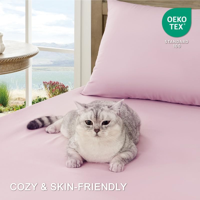 Image of FreshCulture Queen Sheet Set - Ultra Soft Sheets for Queen Size Bed - Brushed Microfiber - Deep Pockets - Easy Care - Cooling & Breathable - 4 Pieces Hotel Luxury Queen Bed Sheets (Dusty Pink)