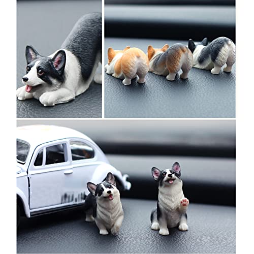 Juego 3 piezas figuras de resina Corgi amarillo miniatura 4