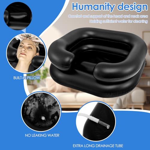 Inflatable Hair Washing Basin with Head and Neck Support Portable, Inflatable Shampoo Basin Foldable, Inflatable Shampoo Basin, Inflatable Shampoo Bowl Hair Wash Bowl for Hair Washing (Blcak)