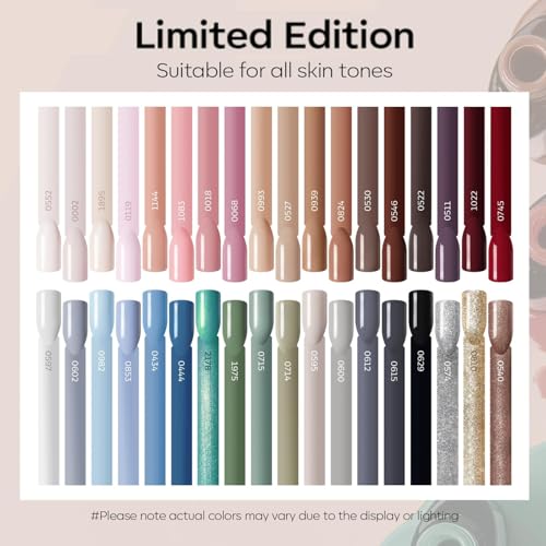 Image of modelones 40 Pcs Gel Nail Polish Set, 36 Colors Winter Nude Brown White Burgundy Red Blue Black Glitter Gel Polish Kit with Base Coat& Matte Glitter Glossy Top Coat Salon DIY Manicure